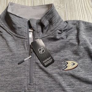 NHL Anaheim Ducks 1/4 Zip Pullover Men’s XL Gray Lightweight Thermal NWT